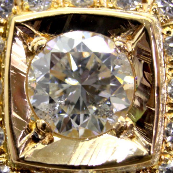 * used beautiful goods *20 gold diamond 1.318ct[ I I-1 GOOD ] 0.52ct signet men's ring 19 number 