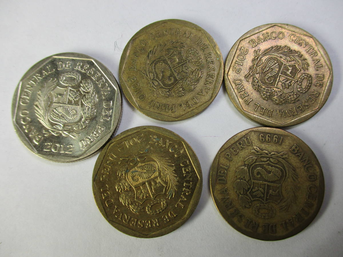 M-567　パナマ硬貨　コスタリカ硬貨　エスパニア硬貨　ペルー硬貨　アメリカ硬貨　合計12枚_画像6