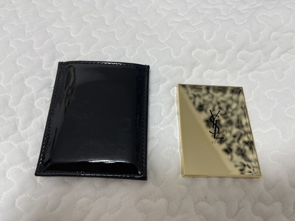 YSL イヴサンローランボーテ 鏡 ミラー ポーチ 持ち歩き用 化粧鏡 非売品 ノベルティ