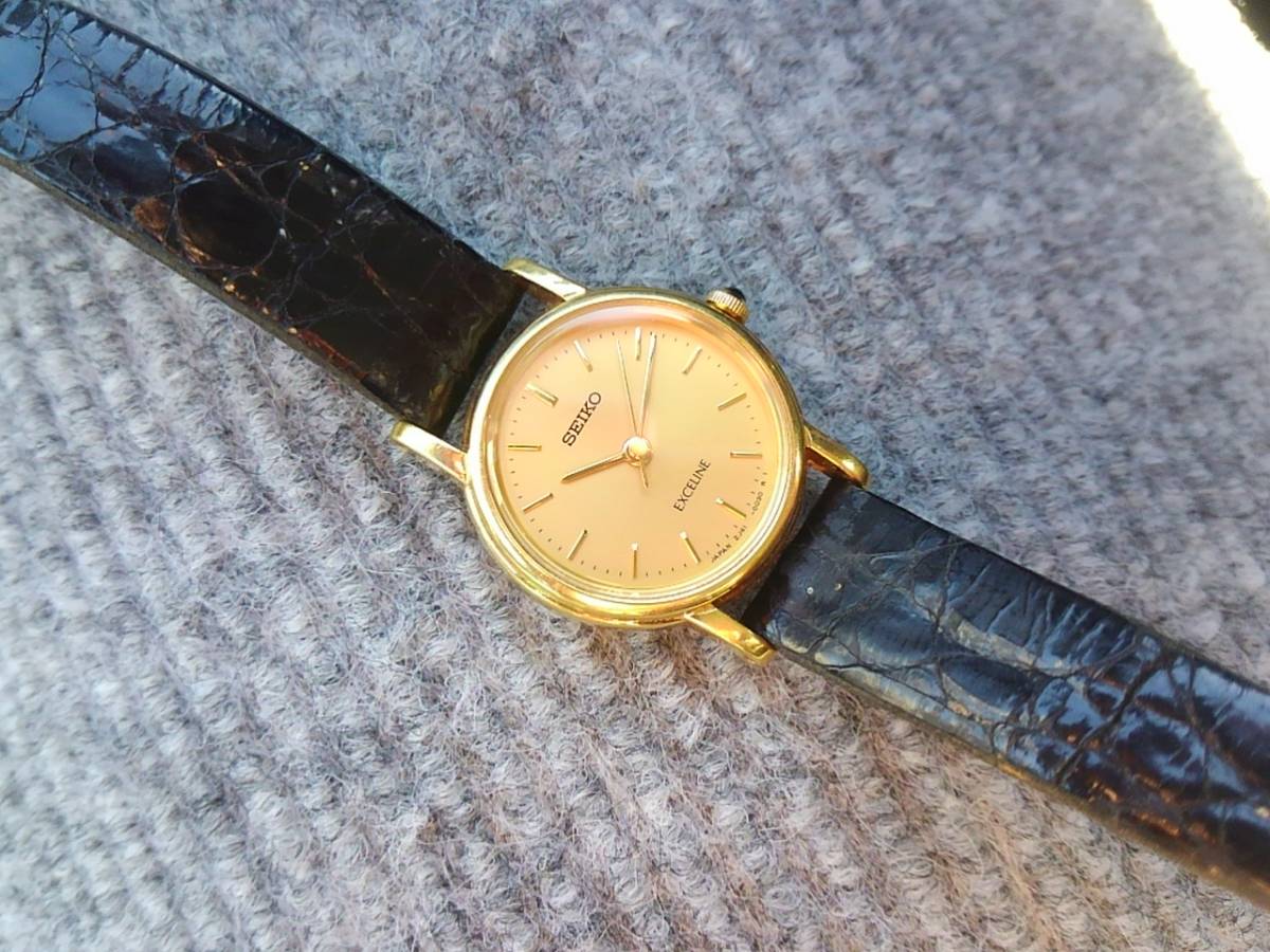 SEIKO EXCELINE セイコー エクセリーヌ 18KT 腕時計 2J41レディース クオーツ 18金無垢
