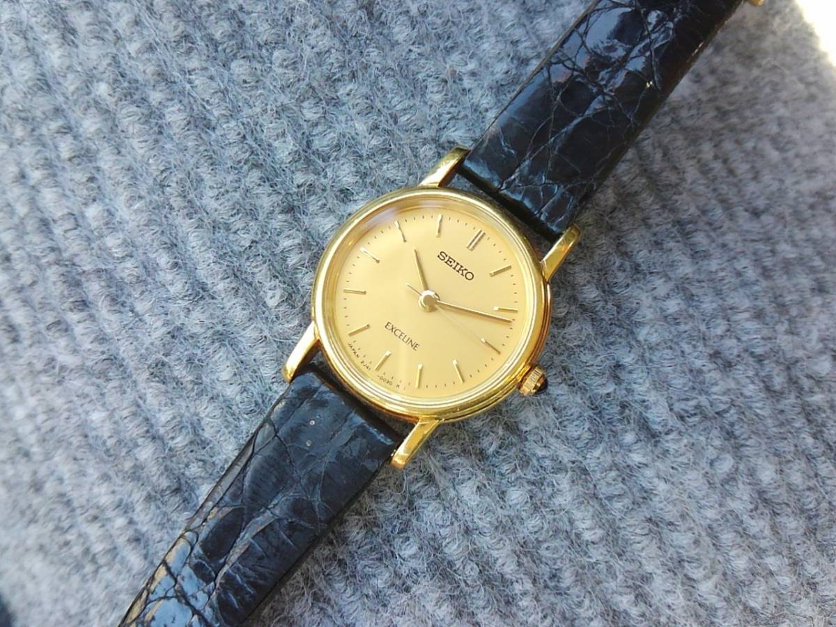 SEIKO EXCELINE セイコー エクセリーヌ 18KT 腕時計 2J41レディース クオーツ 18金無垢