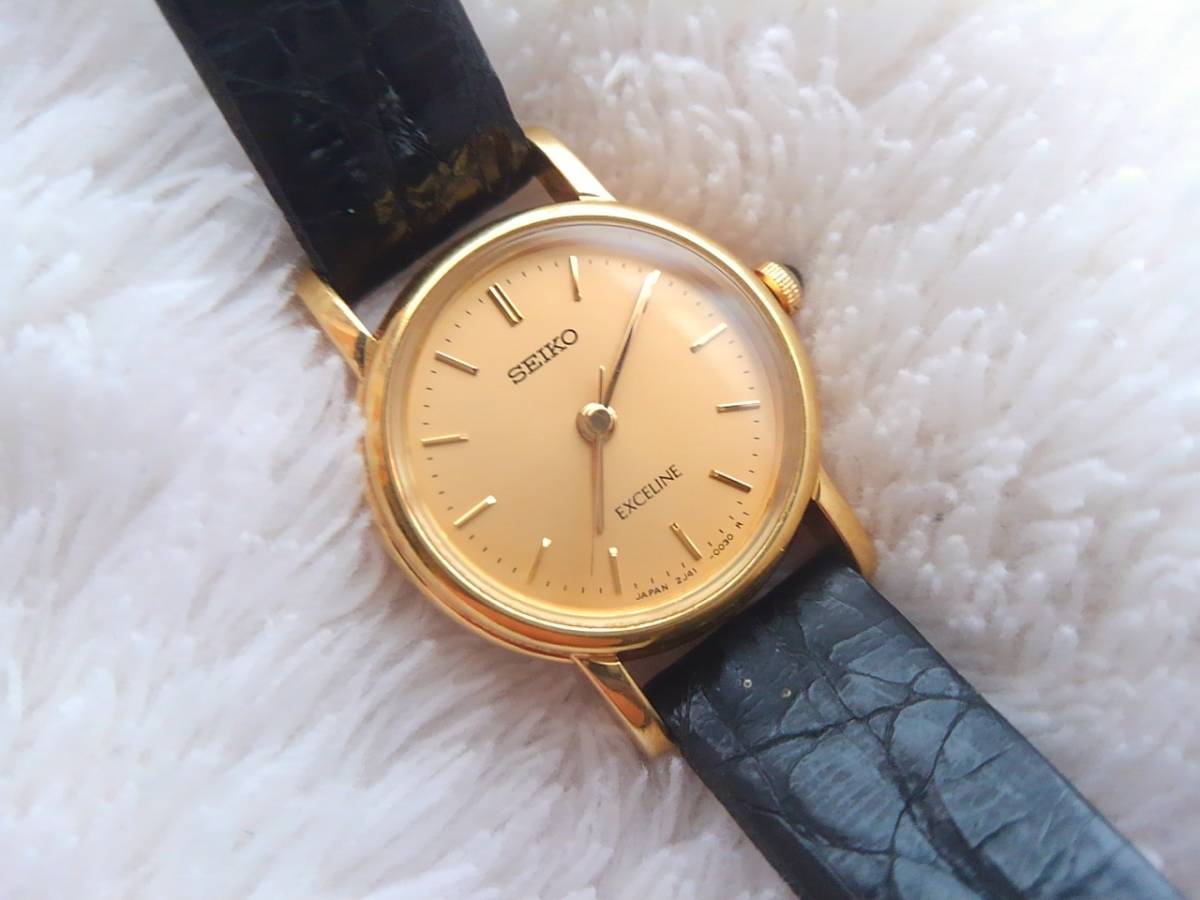 SEIKO EXCELINE セイコー エクセリーヌ 18KT 腕時計 2J41レディース クオーツ 18金無垢
