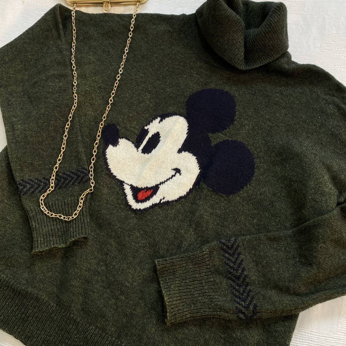 Uniqlo ユニクロ Disney Mickey ゆったり セーター タートルネック ダークグリーン ディズニー ニット ミッキー 緑 18 Off ディズニー