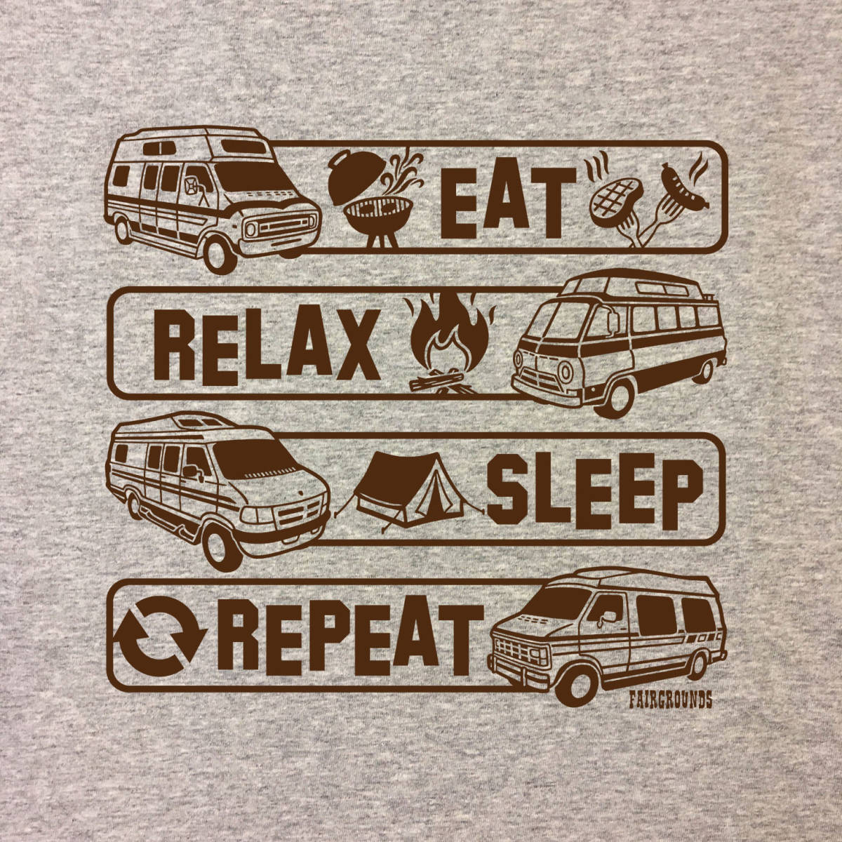 ■ REPEAT Tシャツ■XLサイズ（グレーxブラウン）アメ車　ダッジラム　ダッジバン　キャンプ　アウトドア　バ－ベキュ－ BBQ DODGE OUTDOOR_画像1