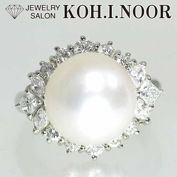 お手軽価格で贈りやすい 12号 リング PT900 プラチナ 1.24ct ダイヤモンド 12.3mm 白蝶真珠 パール シロチョウ 南洋真珠 白蝶（しろちょう）真珠
