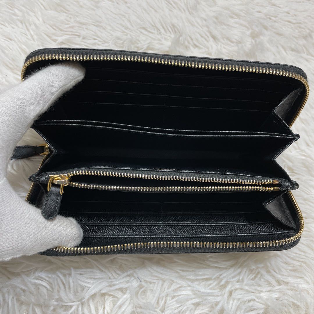 1円 美品 プラダ PRADA 長財布 ラウンドファスナー ラウンドジップ