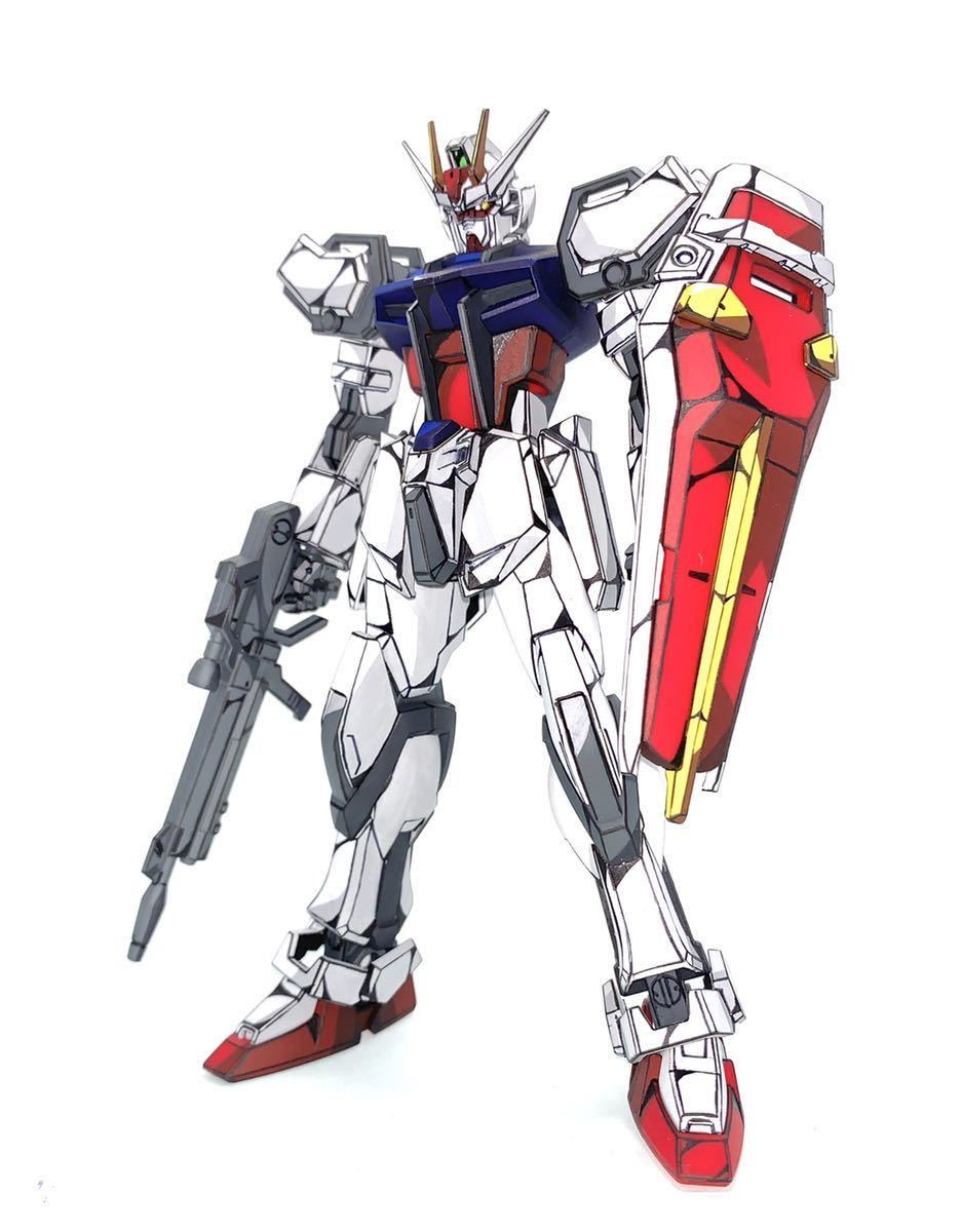 完成車 EG GAT-X105 ストライクガンダム 塗装済み イラスト風 完成車 EG GAT-X105 ストライクガンダム 塗装済み イラスト風
