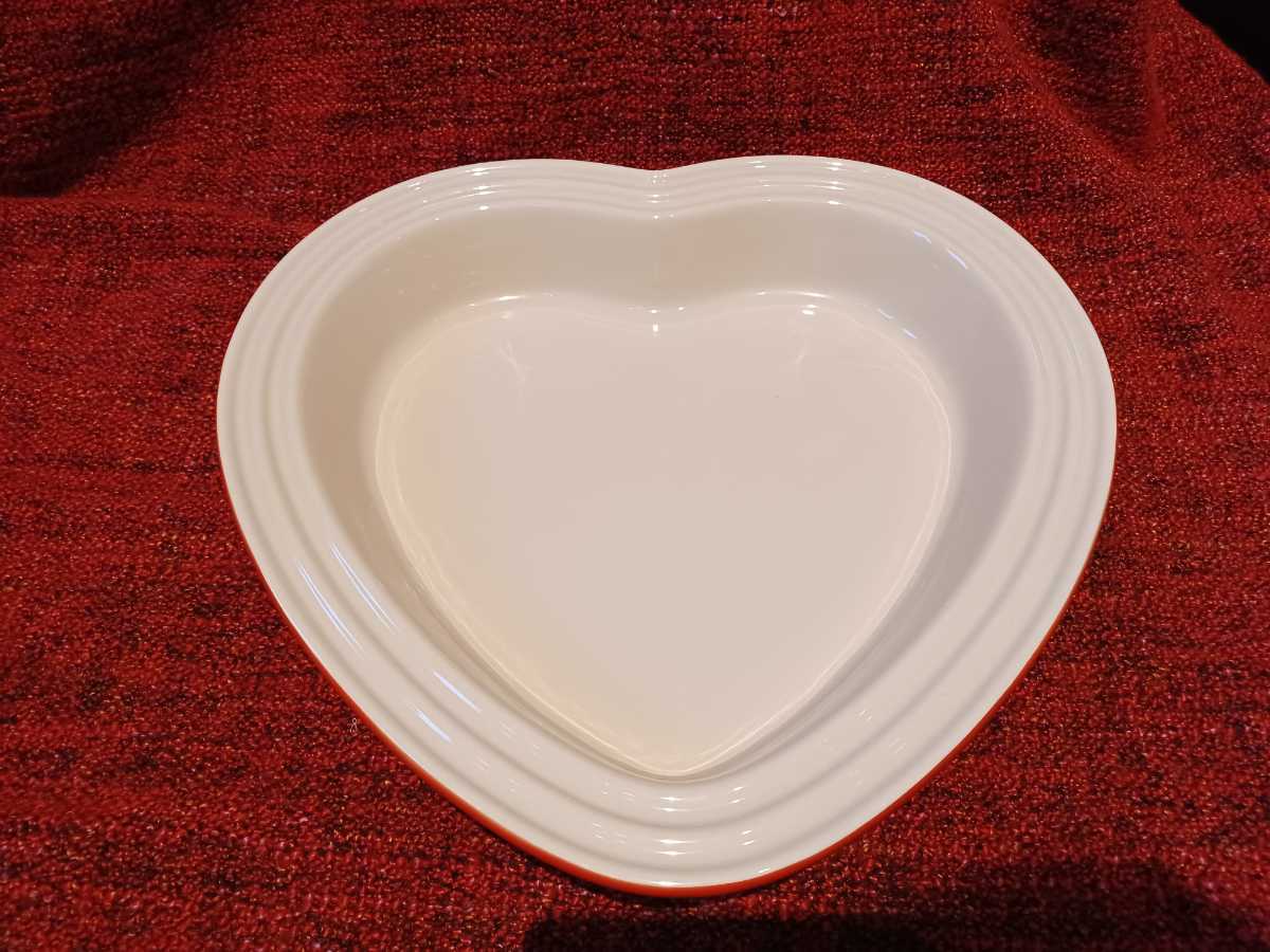  не использовался *Le Creusetru Crew ze Heart * тарелка / красный цвет / plate / закуска, Valentine / Heart type / симпатичный 