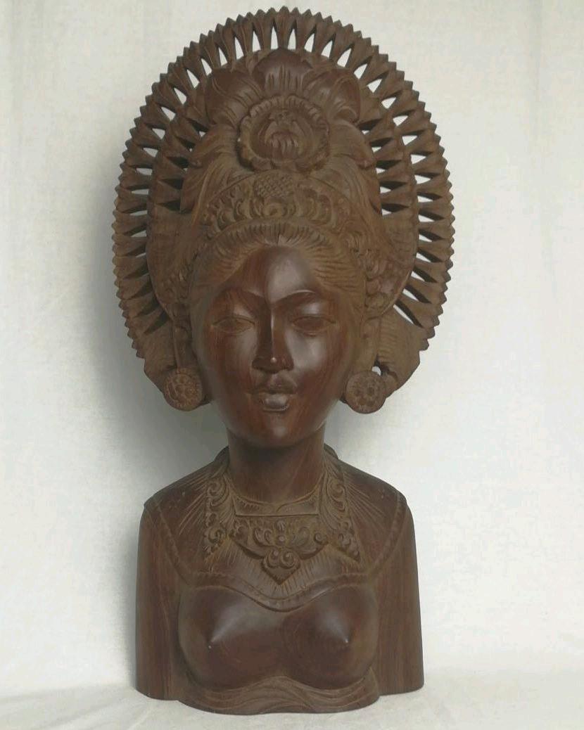 置物 アジアン 木彫女性像