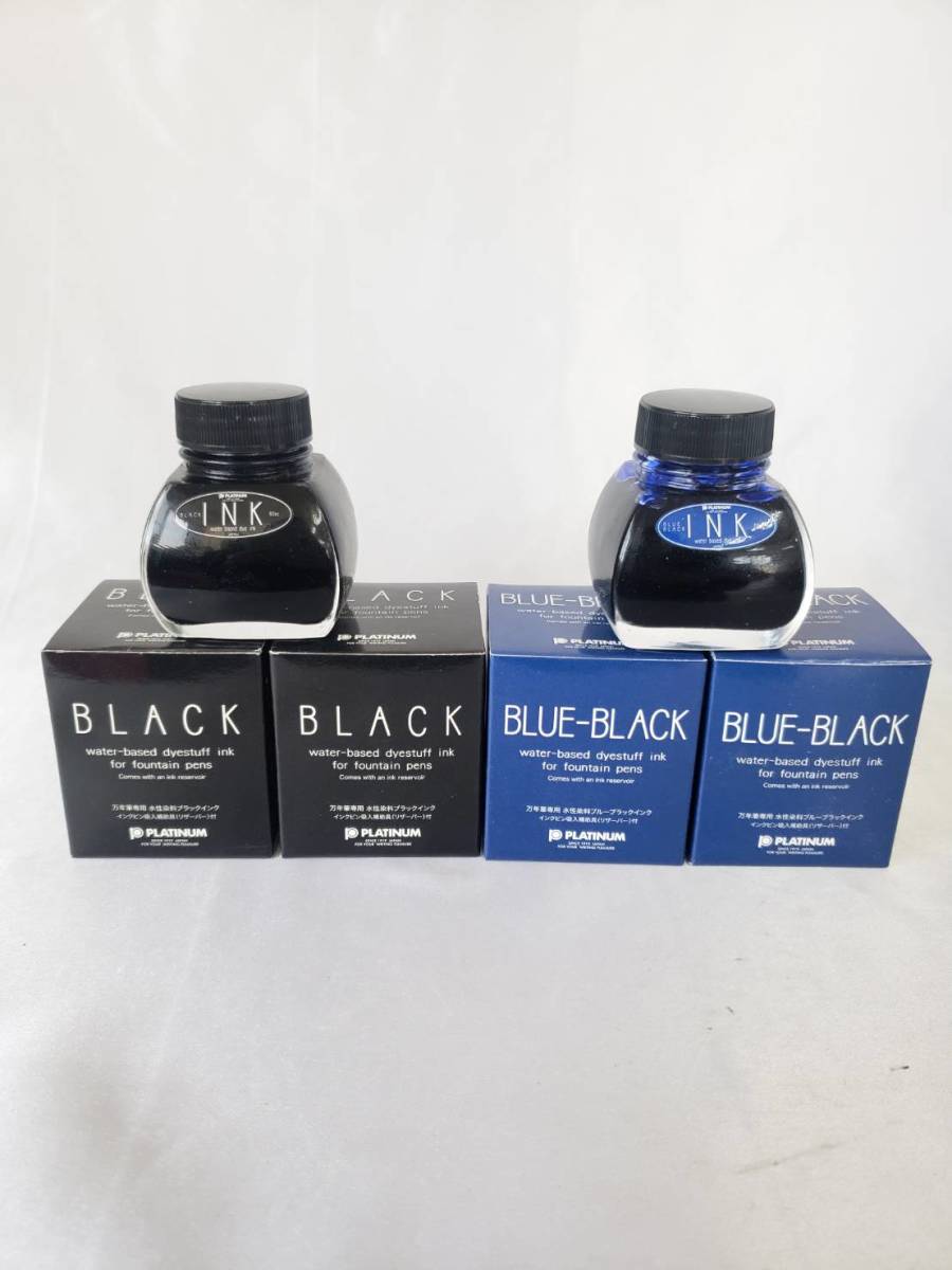 う42 新品 未使用 ●4個セット PLATINUM プラチナ 万年筆用 ボトルインク 水性染料 ブラック ブルーブラック 60cc_画像1