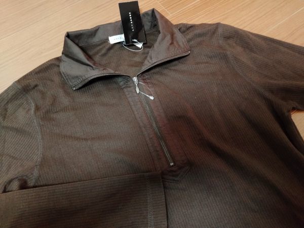 kkaa2151 # a.V.V HOMME # shirt cut and sewn tops long sleeve half Zip dark brown scorching tea 48 L tag equipped 