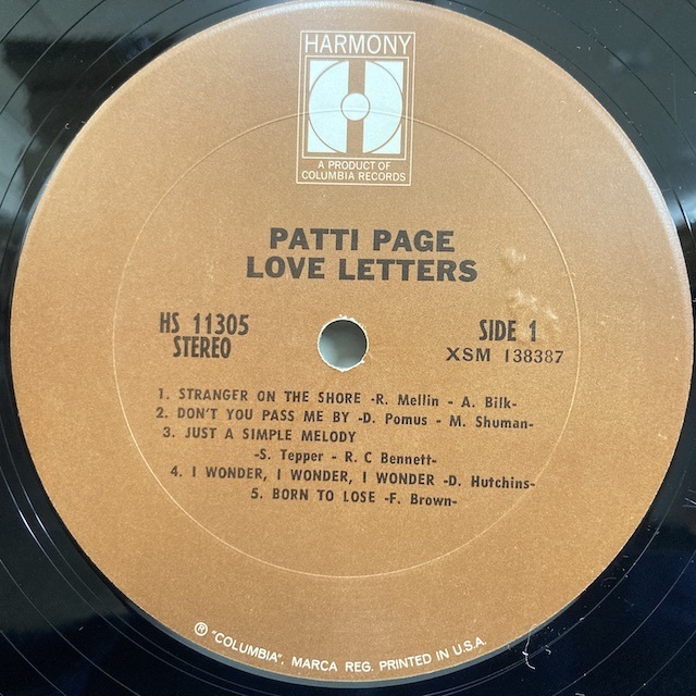 ●即決VOCAL LP Patti Page / Love Letter 0131 米オリジナル Stereo パティ・ペイジ_画像3