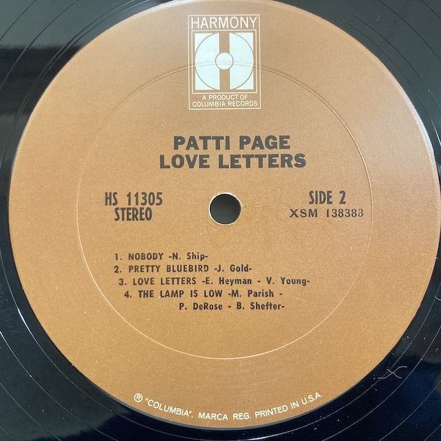 ●即決VOCAL LP Patti Page / Love Letter 0131 米オリジナル Stereo パティ・ペイジ_画像2