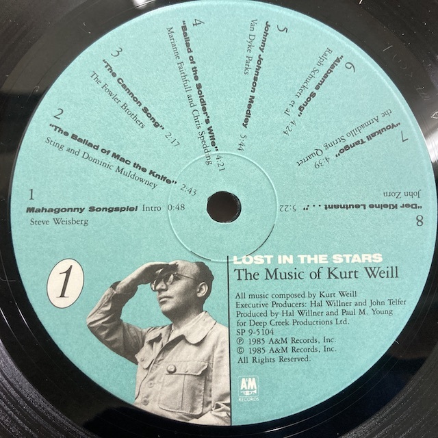 ●即決VOCAL LP VA / Lost in Stars the music of Kurt Weill 米オリジナル、Sterling刻印 Van Dyke Parks_画像2