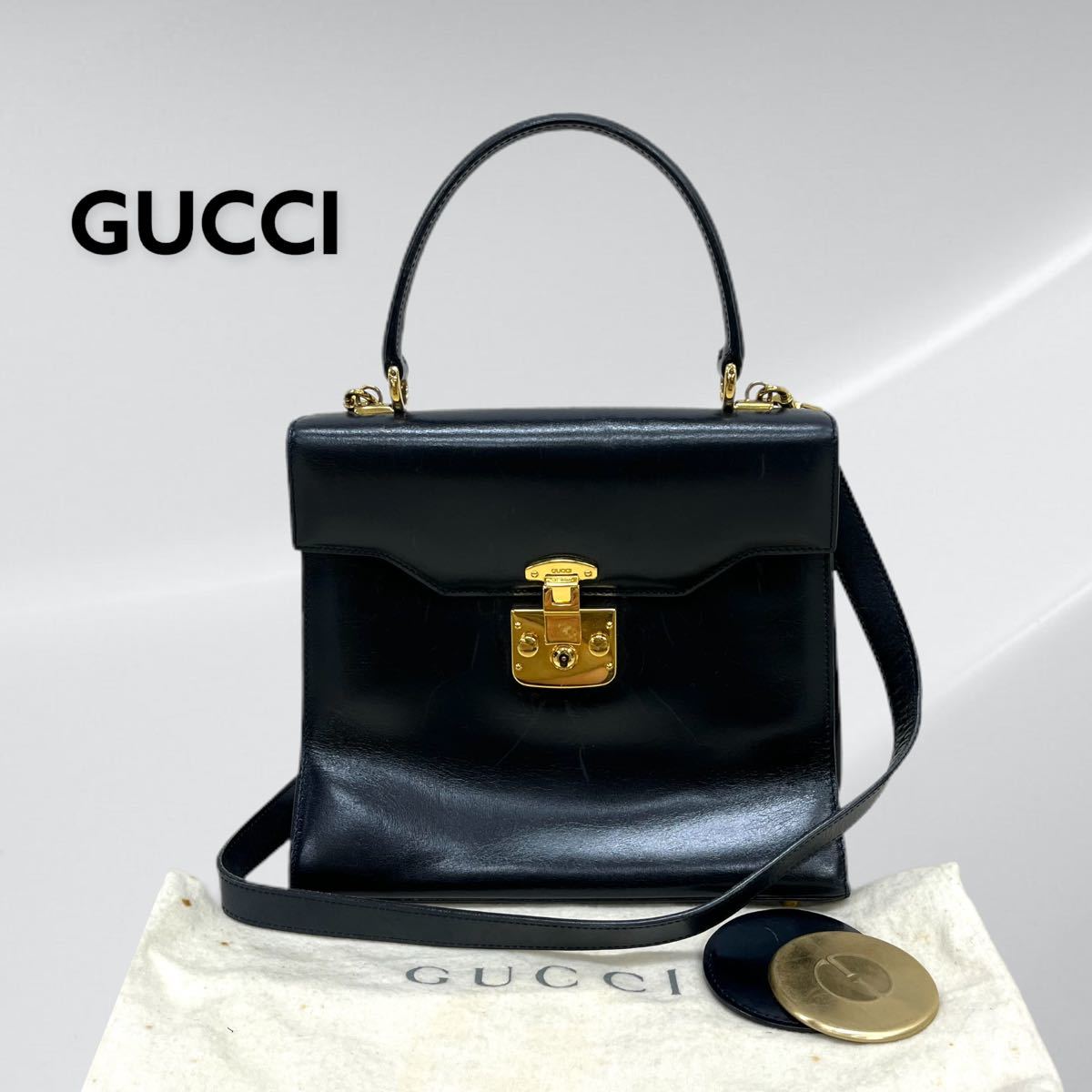 高級 保存袋付 GUCCI グッチ レディロック ゴールド金具 2way レザー ショルダーバッグ ハンドバッグ 000・2026・0258