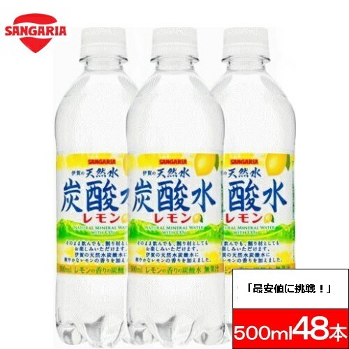 ☆即決最安値挑戦伊賀の天然水炭酸水レモン2ケースセット500ml×48本入（２ケースを１まとめに１ケース４８本に）☆_画像1