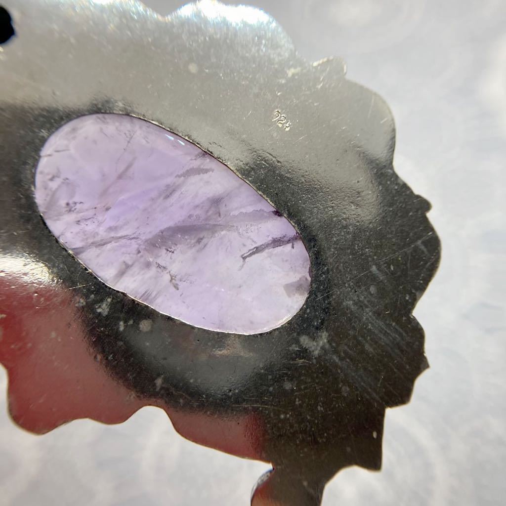  natural stone * amethyst . sapphire. antique style pendant top * lady's necklace silver 925 stamp ethnic accessory Y-RSHOP