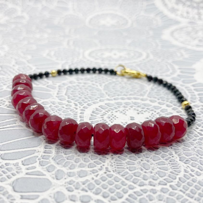  natural stone * ruby . black onyx. bracele * lady's arm wheel Gold accessory ethnic color stone Y-RSHOP new goods present 