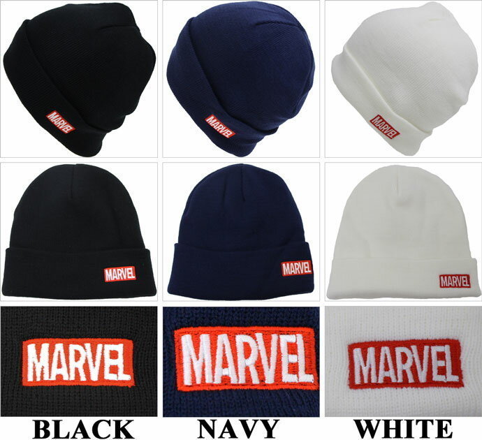 MARVEL マーベル ロゴ刺繍ニットアクリルワッチ ニット帽★ネイビー★新品【ネコポス発送（全国一律 220円 税込）】_《他のお色は個別で出品しています》