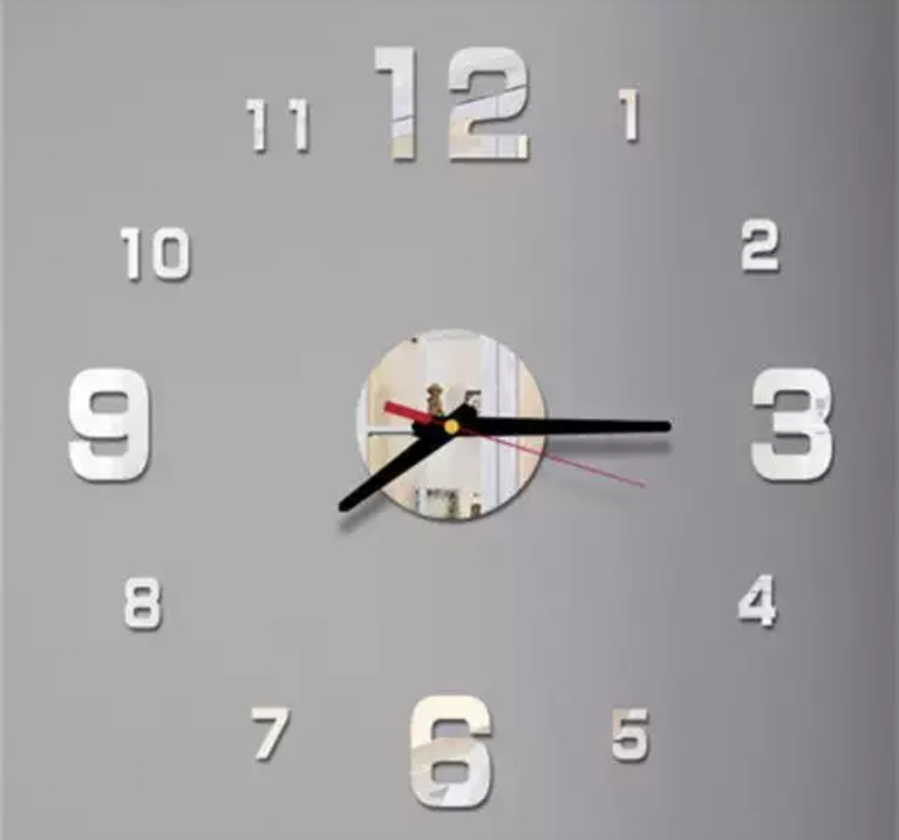 3dウォールクロック シルバー Diy壁時計 ウォールステッカー 韓国 立体時計 壁掛け時計 おしゃれ かっこいい モダン 北欧 かべかけ