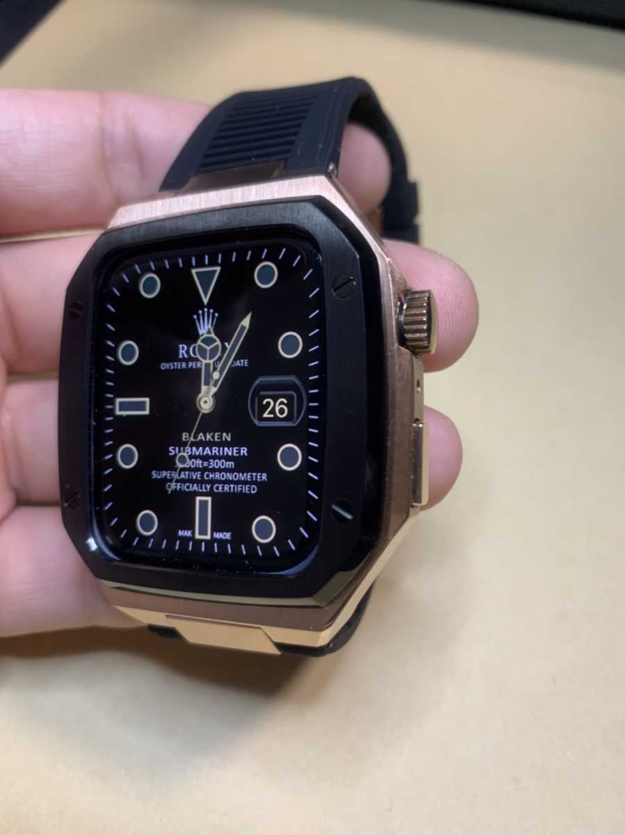 42mm 44mm 45mm ローズ金黒色 apple watch メタル ラバーバンド カスタム 金属 ゴールデンコンセプト golden  concept 好き