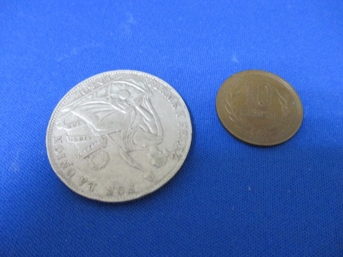 ペルー1ソル銀貨☆1934年／女神座像／大型銀貨／極美品／アンティークコイン／p222-1_画像9