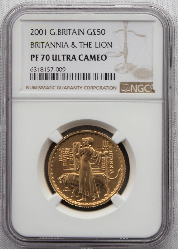 驚きの値段 ブリタニアとライオン ブリタニア イギリス 2001年 50ポンド 最高鑑定品！！ PF70UC NGC 金貨 ヨーロッパ