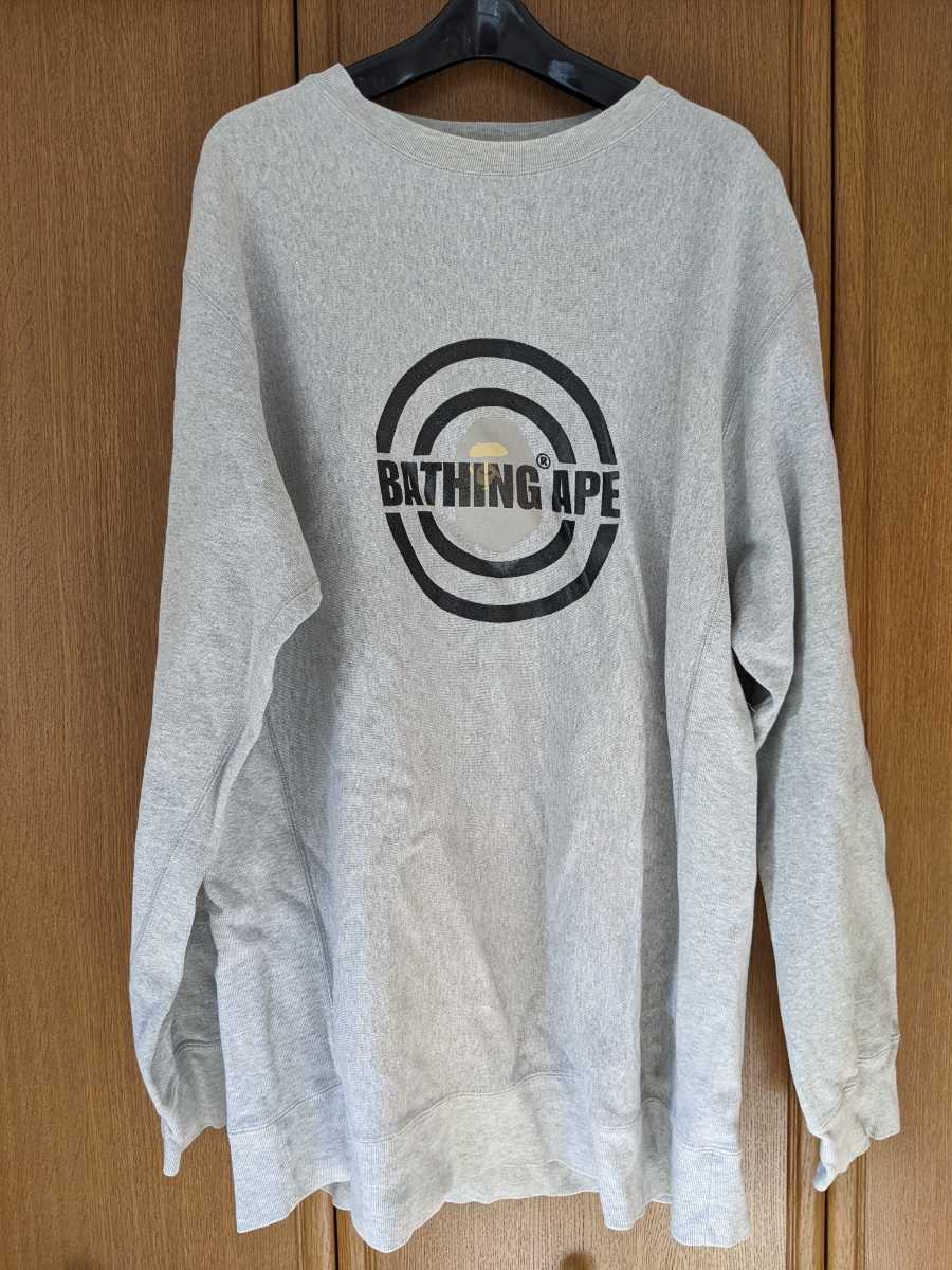  Ape long sleeve sweat sweatshirt grey XL size gray made in Japan prompt decision A BATHING APE