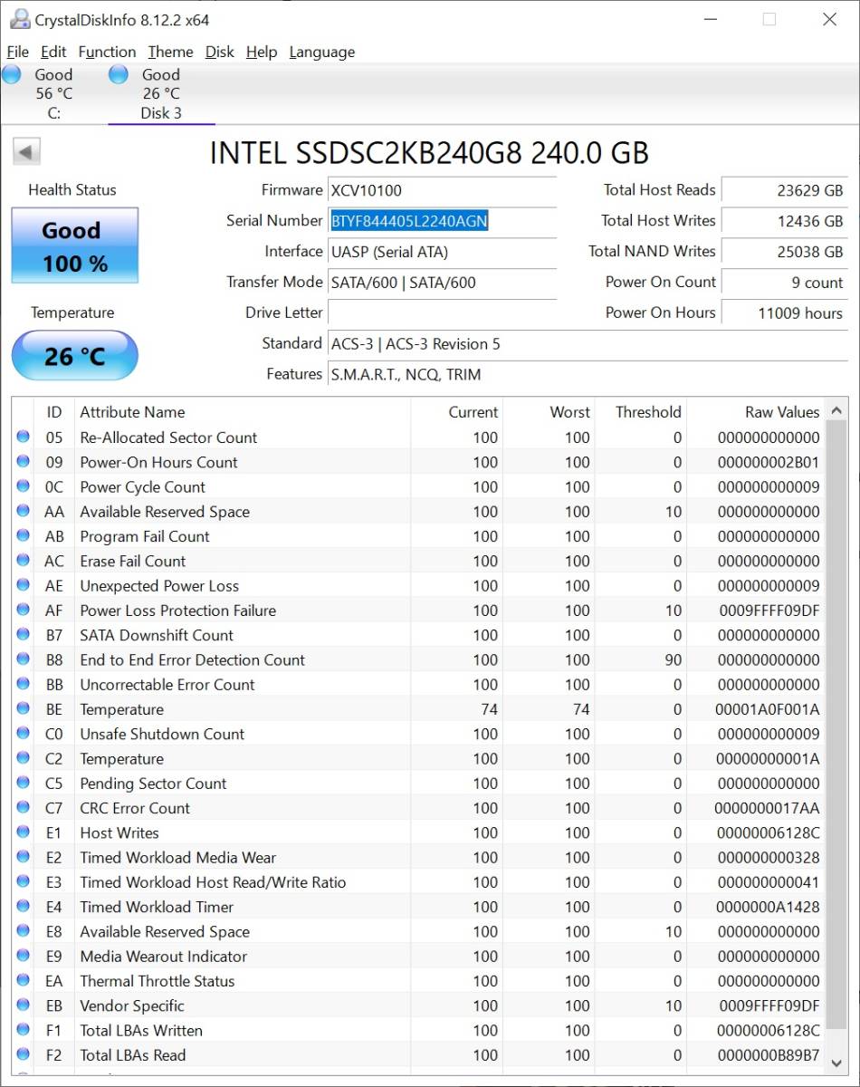 【良品】【2個セット】Intel SSD D3-S4510 SERIES 240GB