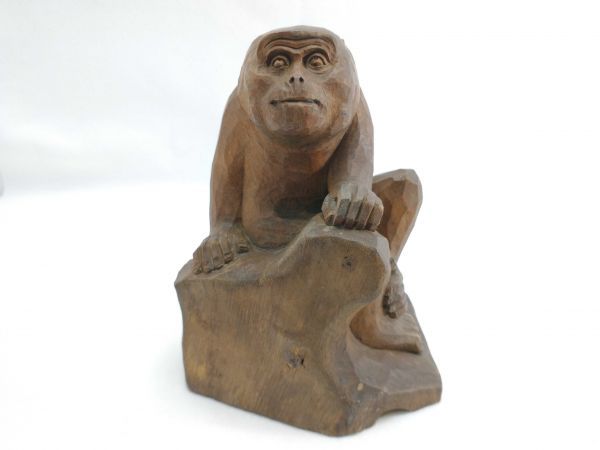 猿の置物 田中主水 木彫り サル 高さ17cm 幅13cm インテリア 猿の置物 田中主水 木彫り サル 高さ17cm 幅13cm インテリア