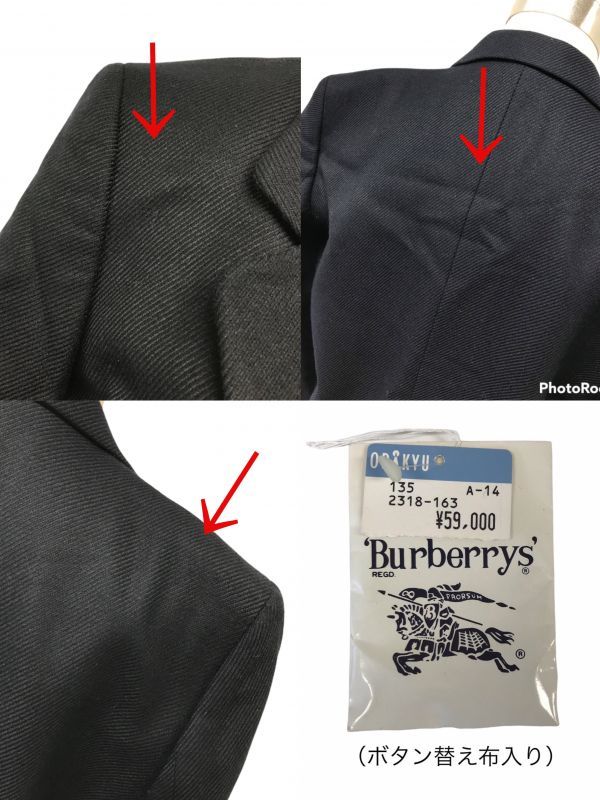 θ BURBERRY/バーバリー レディース テーラード ジャケット 毛100% ネイビー M～Lサイズ相当 タグ/替え布/替えボタン S12407400681_画像8