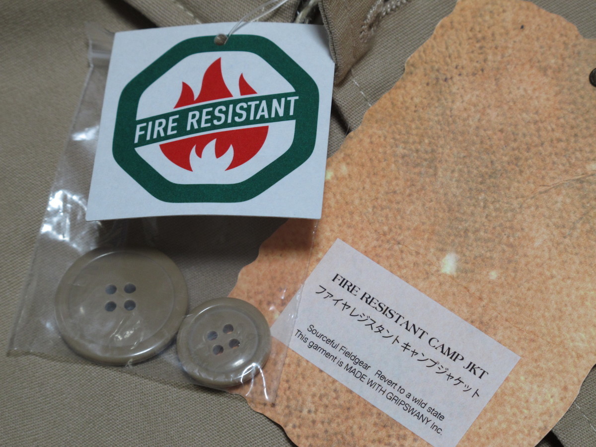 グリップスワニー GRIP SWANY ファイヤレジスタントキャンプジャケットＬ FIRE RESISTANT CAMP JKT 新品タグ付き