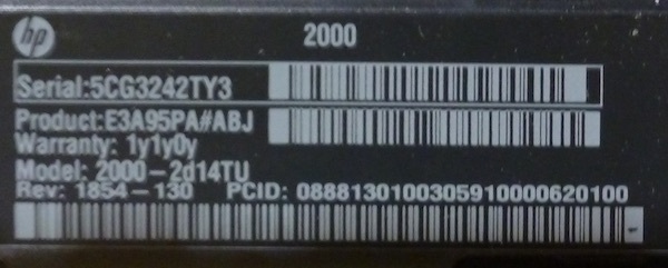 9092 hp ノートパソコン部品 HP 2000-2d14TU ボトムケース パームレスト トラックパッド クリックボタン 電源ボタン スピーカー USB_画像3
