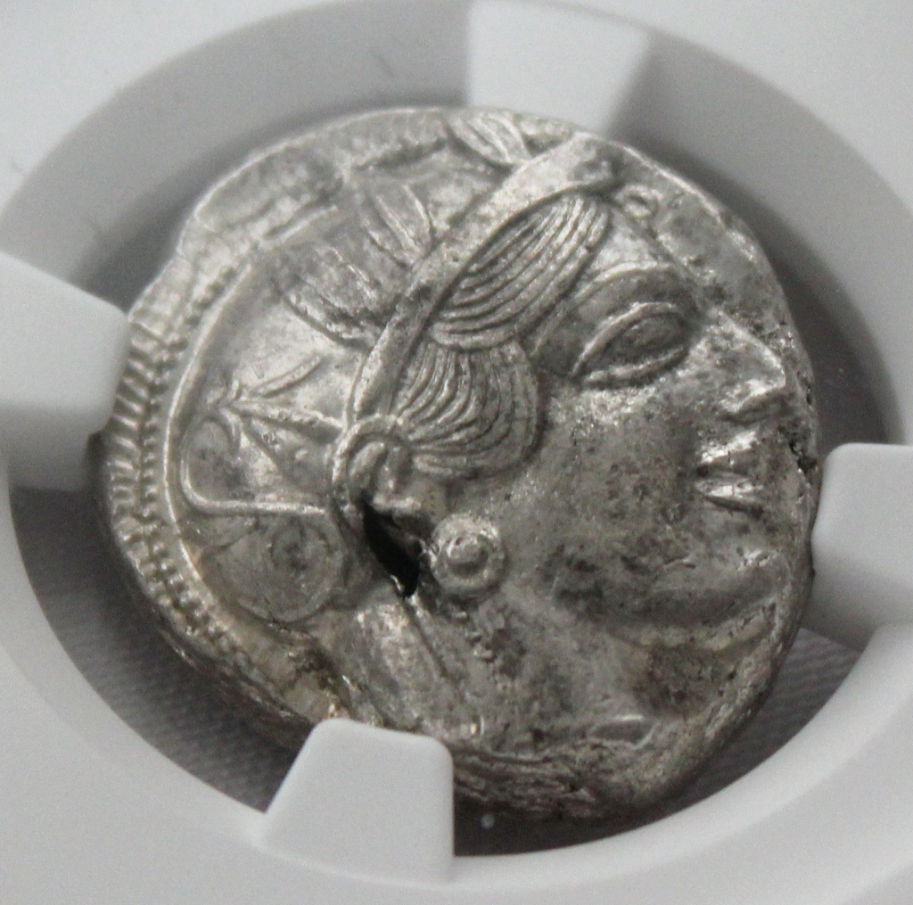 BC 440-404 古代ギリシャ アッテカ アテネ テトラドラクマ フクロウ 銀貨 NGC MS Strike:4/5 Surface:4/5_画像4