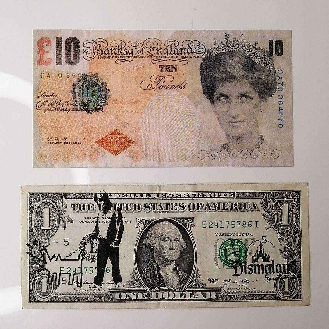 されたバン ヤフオク! 紙幣 Banksy Di Faced Ten... - バンクシー 額装