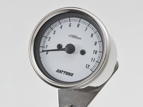 デイトナ 15642 機械式タコメーター φ60 ステンレスボディ/ホワイトパネル 12000rpm タコメーター クラシカル_画像2