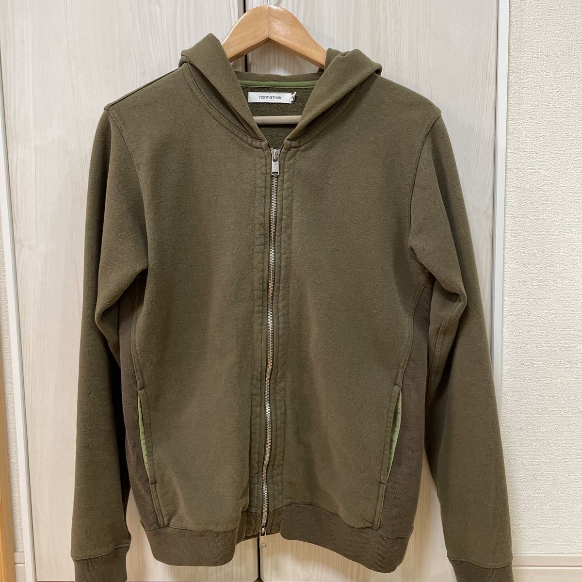 nonnative ノンネイティブ COACH FULL ZIP HOODY COTTON SWEAT フルジップパーカー スウェット OLIVE オリーブ サイズ0