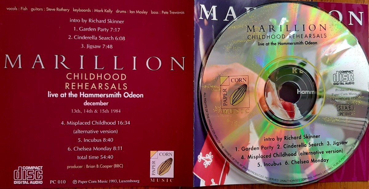 MARILLION Childhood Rehearsal '93 ライブ盤 liveAt TheHammersmithOdeon