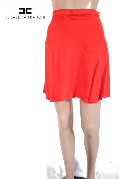 90%OFF 新品 エリザベッタフランキ ELISABETTA FRANCHI スカート 40 ESK354 Sサイズ 朱赤 レディース フレアスカート イタリア製