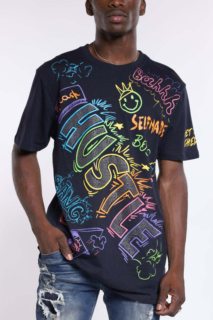 名作 BF4)SWICH REMARKBLE HUSTLEデザインTシャツ半袖/2XL/USサイズ 柄もの 名作 BF4)SWICH REMARKBLE HUSTLEデザインTシャツ半袖/2XL/USサイズ 柄もの