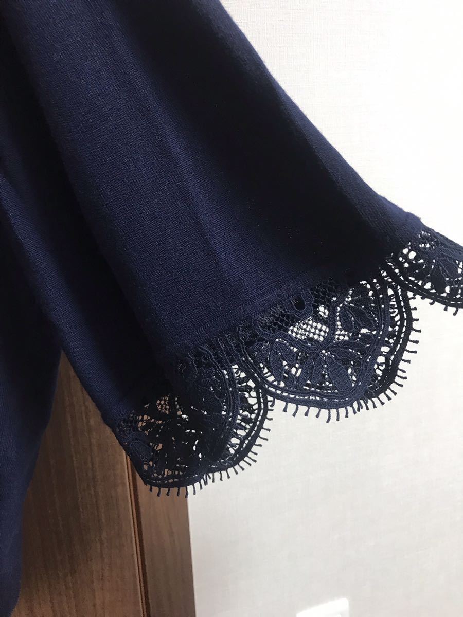 新品タグ付きクロエChloe7部袖ネイビー レーストップス | incalake.com