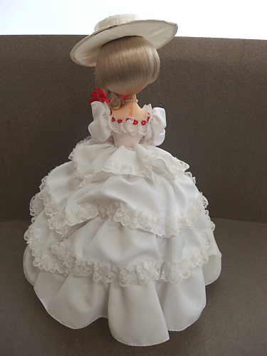 0310251s【昭和レトロ ポーズ人形】白いドレス/赤い薔薇/H55.6cm/中古品_画像6