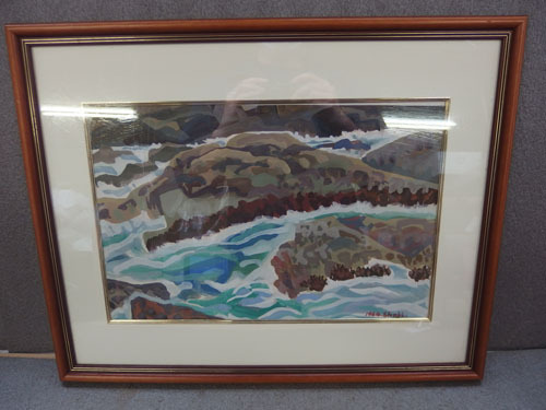 0410524w【1964 shoji 水彩画】サイン有り/額装品/54×43cm/作者不明