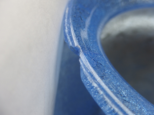 400850w【北一硝子 クラックガラス 大きな花瓶】KITAICHI GLASS/ブルー/気泡ガラス/H30cm/中古品_画像5