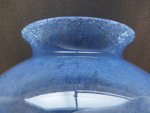 400850w【北一硝子 クラックガラス 大きな花瓶】KITAICHI GLASS/ブルー/気泡ガラス/H30cm/中古品_画像4