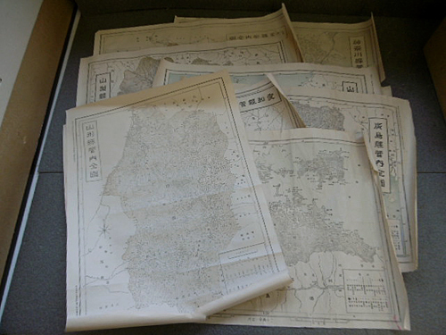 9e03737【戦前・古地図】神奈川・埼玉・山形・愛知・山梨・山口・広島・香川/8県/附録品/明治時代/劣化強【メ便】
