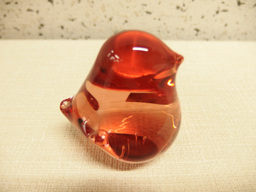 0220406a[KURATA CRAFT GLASS bird paperweight 2 point ] ornament / width 6cm× length 4.2cm× height 5.5cm degree / glasswork / weight / secondhand goods 