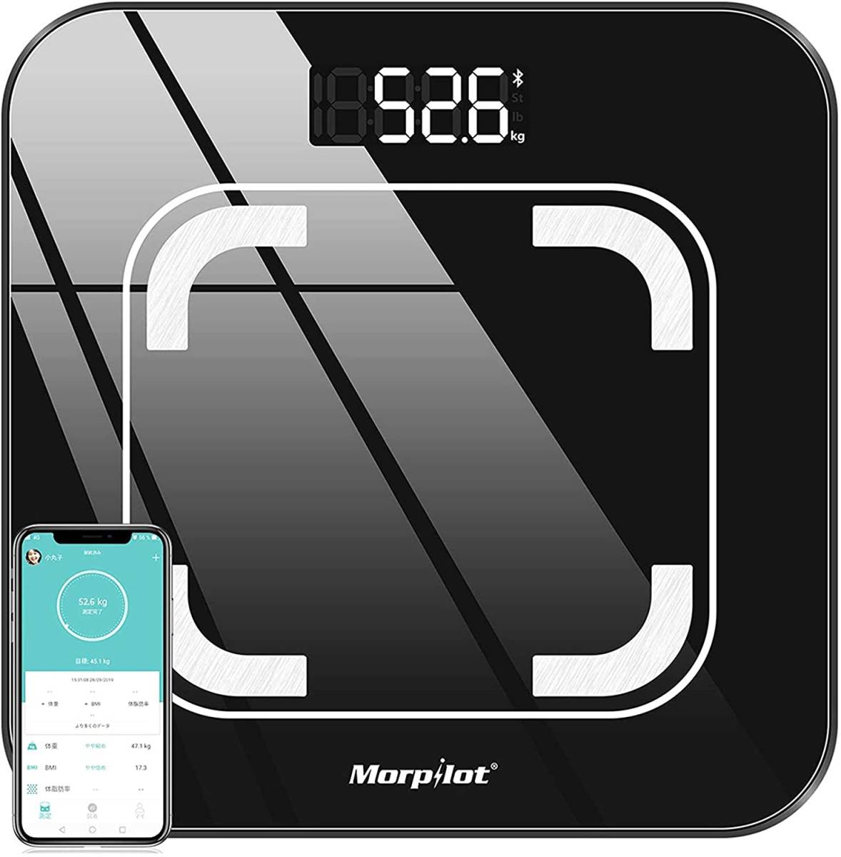 新品 体重計 スマホ連動 体組成計 ヘルスメーター 体重 体脂肪率 皮下脂肪 内臓脂肪 筋肉量 骨量 体水分率 基礎代謝量 BMI iOS  Android