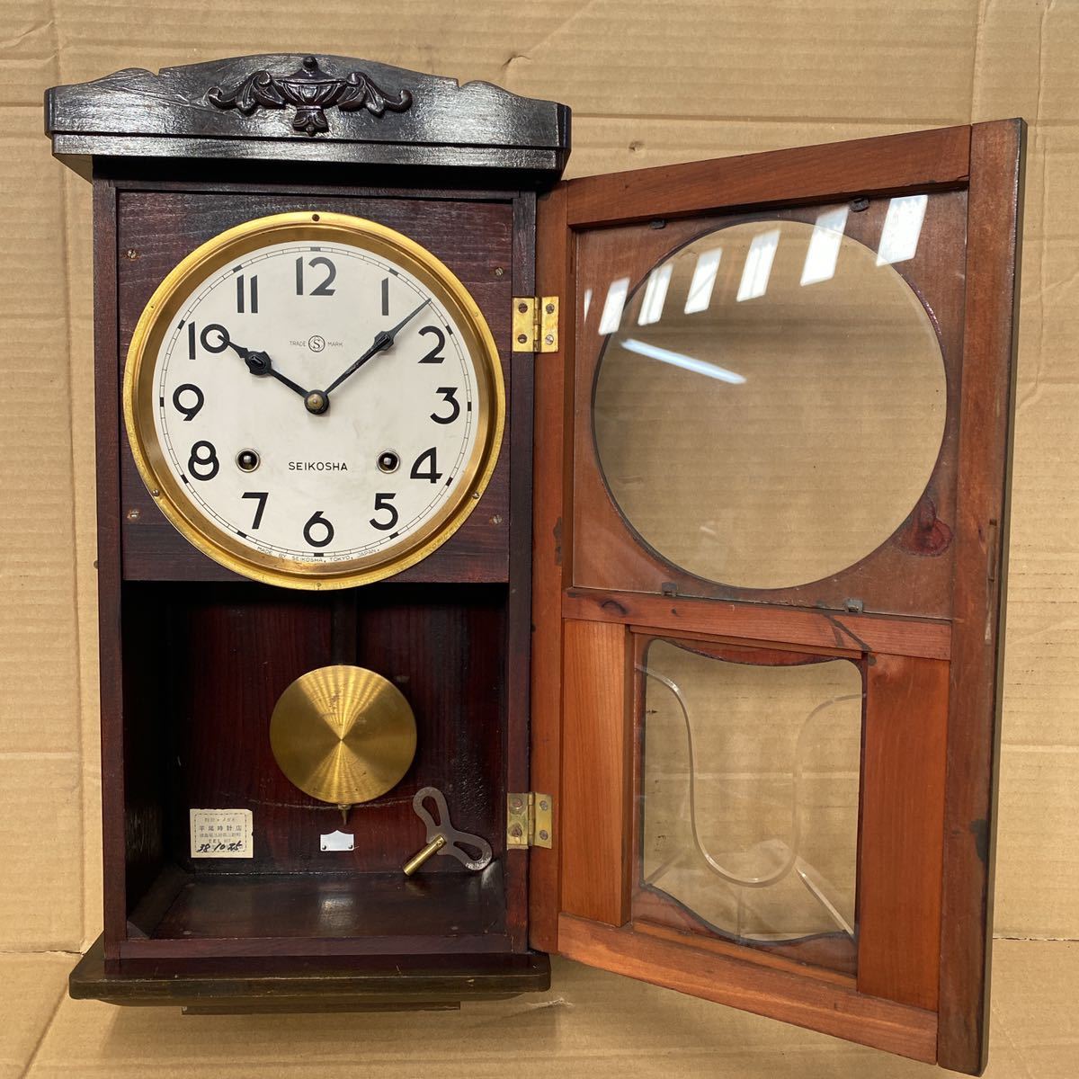 簡易動作確認済 SEIKOSHA 精工舎 掛時計 振り子時計 古時計 ゼンマイ
