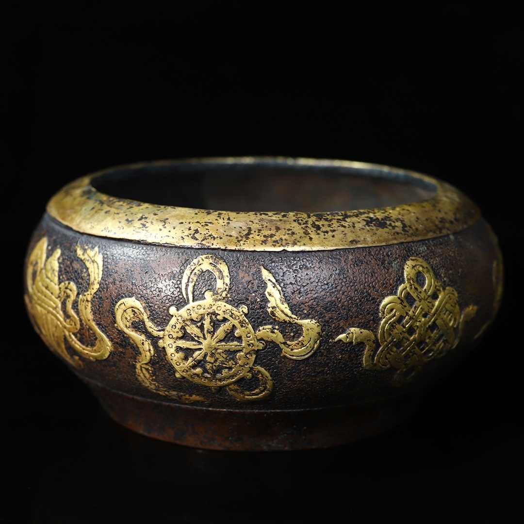 【典藏*銅製*八寶圓炉】香炉 香道具 超美品 中国古美術